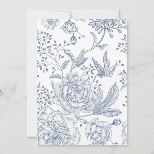 フローラペリウィンクルブルーエレガントリハーサルディナー 招待状 (裏面)