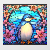 フローラペンギンカラフル鳥フェイクのステンドグラス ウィンドウサイン (シート)