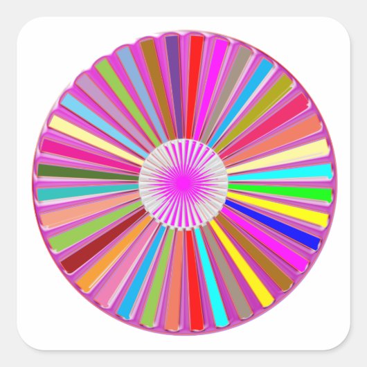 フローラホイールチャクラカラフル装飾 スクエアシール (正面)