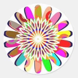 フローラホイールチャクラカラフル装飾 ラウンドシール