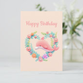 フローラホエールハートラブハッピーバースデー挨拶 カード (スタンド正面)