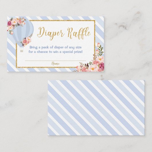 フローラホットエアバルーン男の赤ちゃんおむつラッフル エンクロージャーカード (正面/裏面)