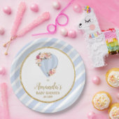 フローラホットエアバルーン赤ちゃんシャワーブルーボーイ ペーパープレート (パーティー)