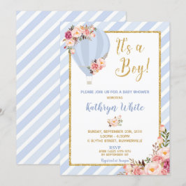 フローラホットエアバルーン赤ちゃんシャワー招待状少年 招待状