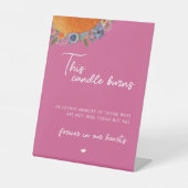 フローラホットピンクこのロウソクは愛の記憶に燃える 台座サイン (正面)