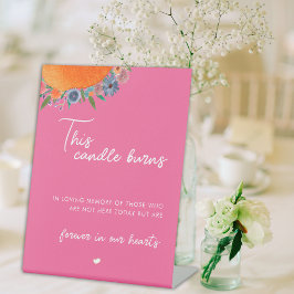 フローラホットピンクこのロウソクは愛の記憶に燃える 台座サイン