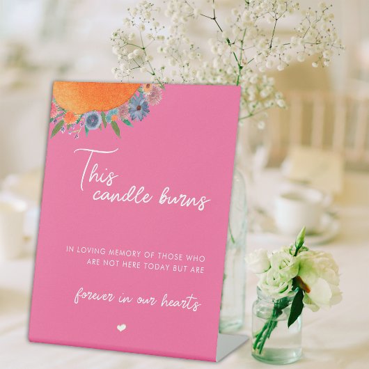 フローラホットピンクこのロウソクは愛の記憶に燃える 台座サイン