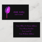 フローラホットピンクパープルチューリップスブラックカスタムカワイト 名刺 (正面/裏面)