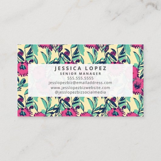 フローラホットピンク絵画フローラの汎用ビジネスC 名刺 (裏面)