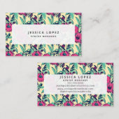 フローラホットピンク絵画フローラの汎用ビジネスC 名刺 (正面/裏面)