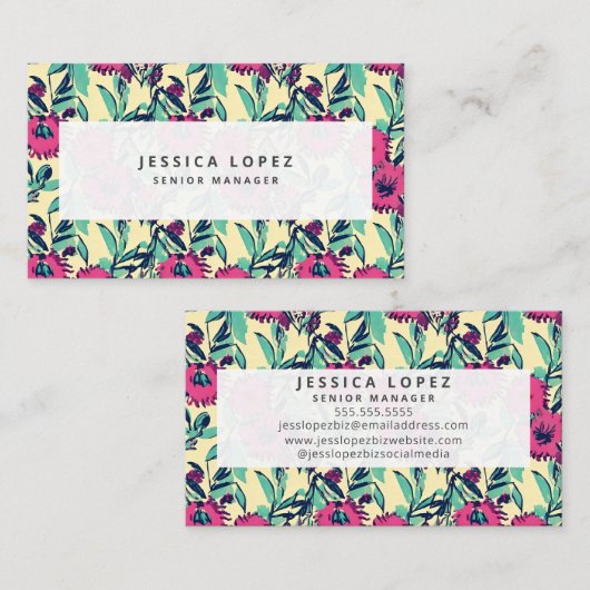 フローラホットピンク絵画フローラの汎用ビジネスC 名刺 (正面/裏面)