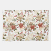 フローラホリデーエレガントレッド金ゴールドポインセチア キッチンタオル (横)