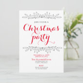 フローラホリデークリスマスレッドグレーミニマルパーティー 招待状 (スタンド正面)