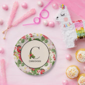 フローラホリデーパターンモノグラムイニシャルC ペーパープレート (パーティー)