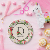 フローラホリデーパターンモノグラムイニシャルD紙Pl ペーパープレート (パーティー)