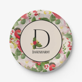 フローラホリデーパターンモノグラムイニシャルD紙Pl ペーパープレート