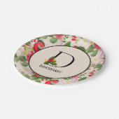 フローラホリデーパターンモノグラムイニシャルD紙Pl ペーパープレート (アングル)