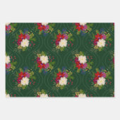フローラホリデーブーケギフトラップ緑3パック ラッピングペーパーシート (正面2)