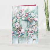 フローラホリーエレガントベリークリスマスリース シーズンカード (正面)