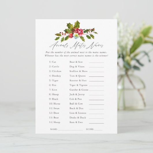 フローラホリークリスマスブライダルシャワーゲーム 招待状 (スタンド正面)