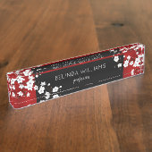 フローラホワイトさくらんぼブロッサムレッドブラックサロン デスクネームプレート (側面)