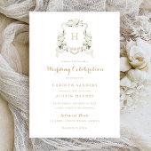 フローラホワイトアジサイのクレスト金ゴールドモノグラム結婚ズ 招待状