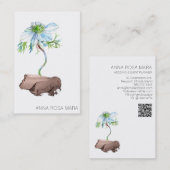 *~*フローラホワイトアネモンバラ金ゴールドQRコード 名刺 (正面/裏面)