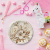 フローラホワイトウォーター色ブライダルシャワー ペーパープレート (パーティー)