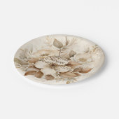 フローラホワイトウォーター色ブライダルシャワー ペーパープレート (アングル)