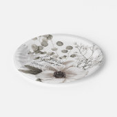 フローラホワイトウォーター色ブライダルシャワー ペーパープレート (アングル)