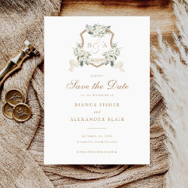 フローラホワイトグリーナリーセージの紋章の日付を保存 招待状