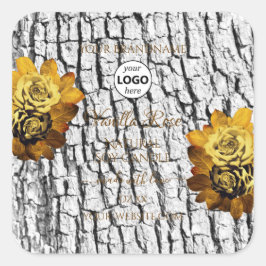 フローラホワイトツリー樹皮粒製品ラベルのロゴ スクエアシール