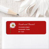 フローラホワイトデイジーオンレッドエレガント差出人住所 ラベル (インサイチュ)