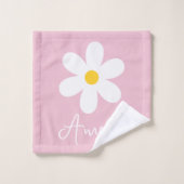 フローラホワイトデイジーピンクタオルセット バスタオルセット (ウォッシュタオル)