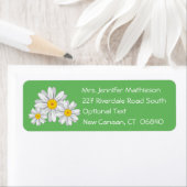 フローラホワイトデイジーフラワーグリーン差出人住所 ラベル (インサイチュ)