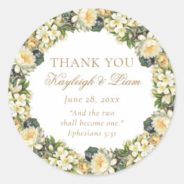 フローラホワイトバイブル聖句クリスチャン結婚式の引き出物 ラウンドシール