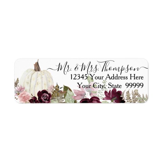 フローラホワイトパンプキンブルゴーニュ赤面ピンクリターン ラベル (正面)