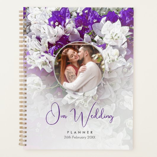 フローラホワイトパープルウェディングデープランナー プランナー手帳 (正面)