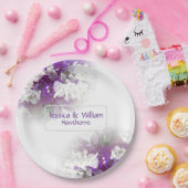 フローラホワイトパープル紙結婚ズプレート ペーパープレート (パーティー)