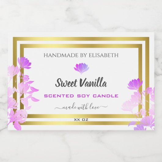 フローラホワイトパープル金ゴールド製品の包装ラベル フードラベル (シングルラベル)