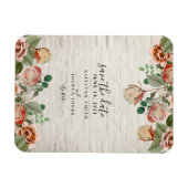 フローラホワイトブリック結婚式の日付を保存 マグネット (横)