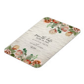 フローラホワイトブリック結婚式の日付を保存 マグネット (左側)