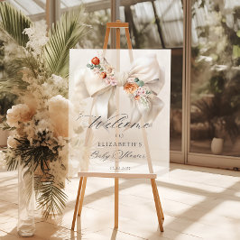 フローラホワイトボウベビーイン開花ベビーシャワー歓迎 アクリルサイン