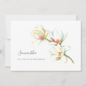 フローラホワイトマグノリア水彩花嫁カード シーズンカード (正面)