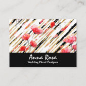 *~*フローラホワイトレッドポピーブラックグリッターフォイルシック 名刺 (正面)