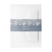 フローラホワイトレースとダスティブルー結婚ズ 招待状ベリーバンド (正面例)