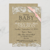 フローラホワイトレースとバーブベビーシャワー 招待状 (正面/裏面)