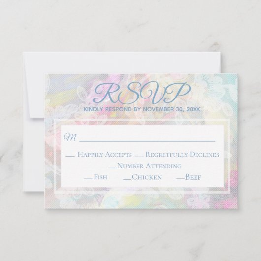 *~*フローラホワイトレースヴィンテージロマン結婚ティック 出欠カード (正面)