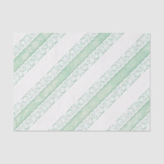 フローラホワイトレース結婚グリーンのギフトティッシュ 薄葉紙 (正面)