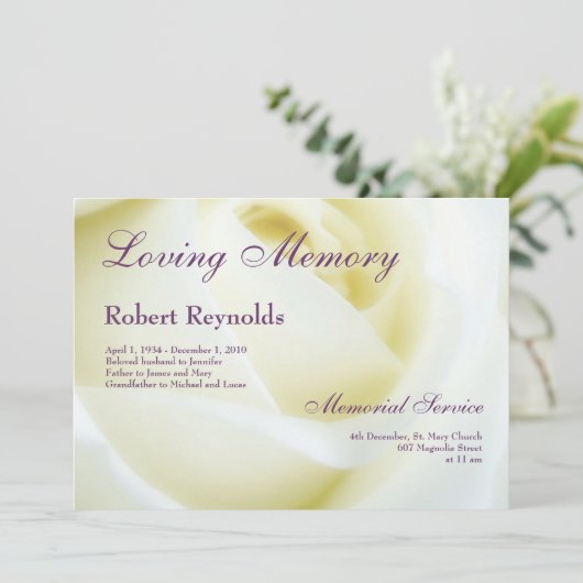 フローラホワイトローズの葬儀または追悼式 案内状 (スタンド正面)